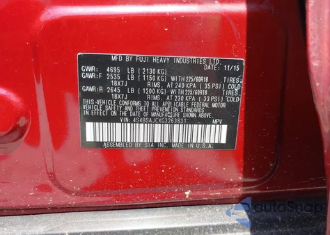 2016 Subaru Outback 2.5I Limited z USA, uszkodzony, nr VIN 4S4BSAJCXG3263831